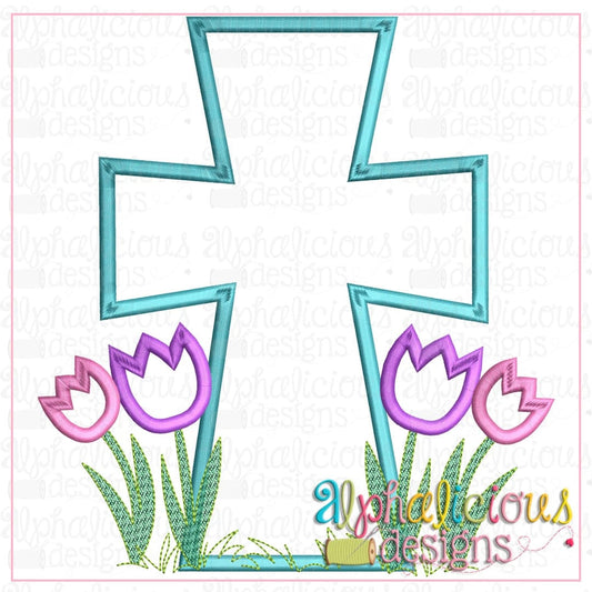 Cross with Flowers-Satin