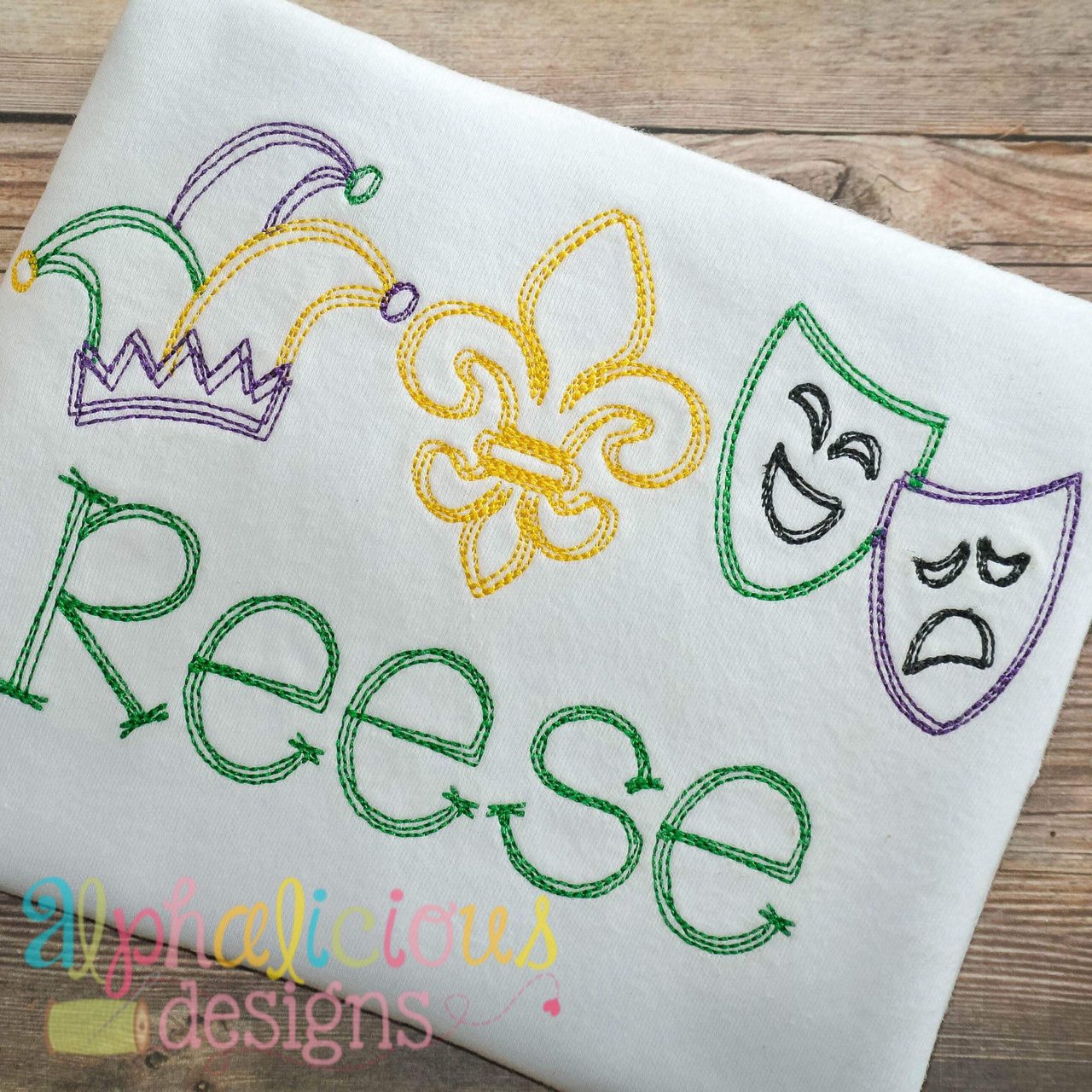 Mardi Gras Parade Vintage Scribble Embroidery