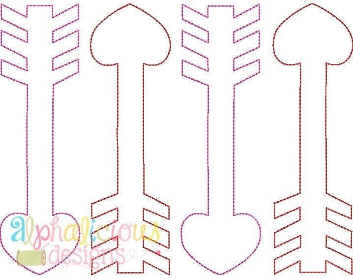Valentine's Arrow Applique Design - Triple Bean