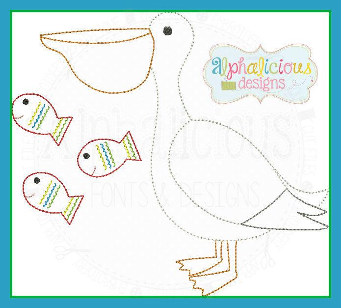 Vintage Pelican with Fish