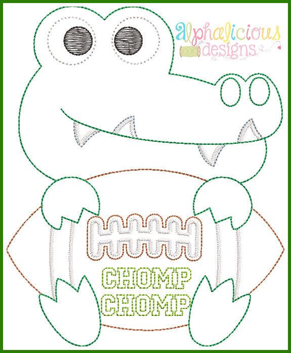 Gator Football Mascot Vintage Embroidery Design