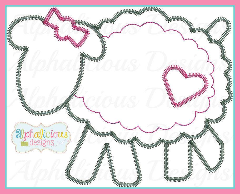 Sheep with a bow Applique