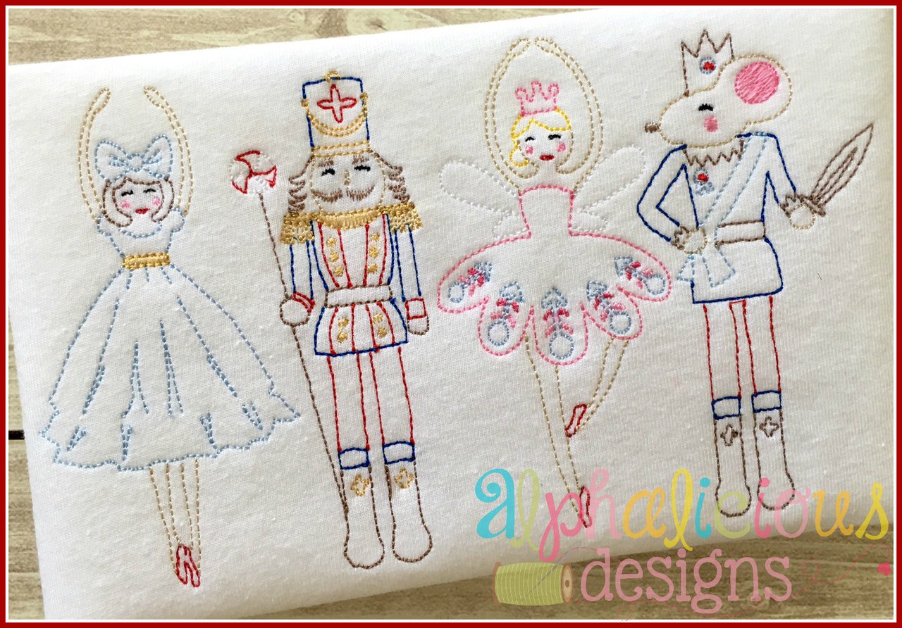 Nutcracker Christmas Triple Bean Vintage Embroidery Design Set