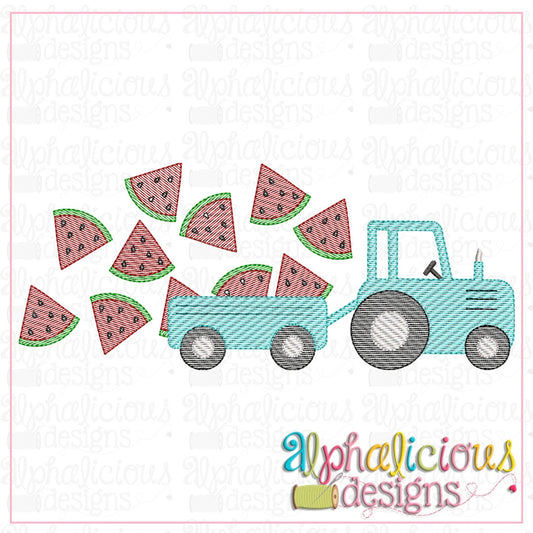 Farm Tractor with Watermelons-Sketch