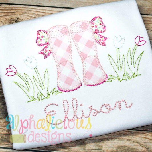 Springtime Rain Boots with Bows- Blanket