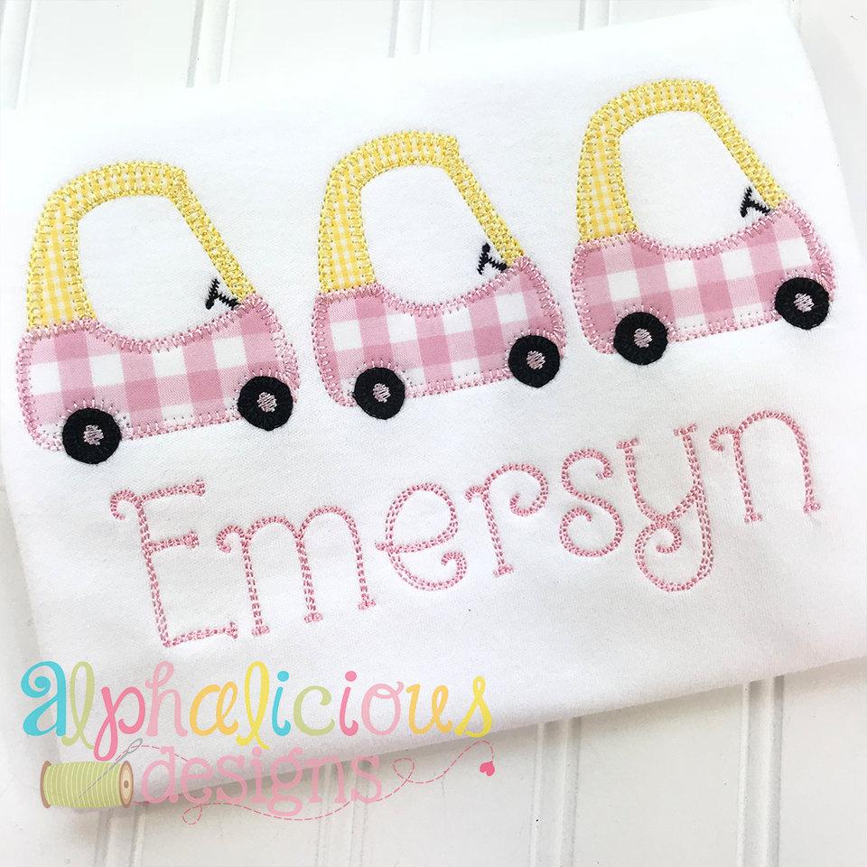 Cozy Car Applique- Three In A Row