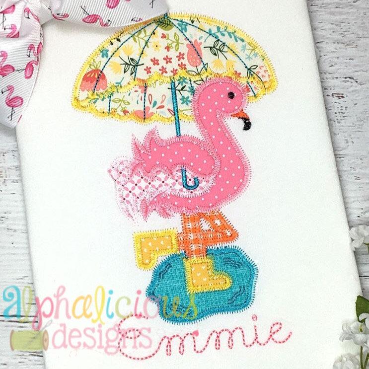 Rainy Day Flamingo Applique- ZigZag