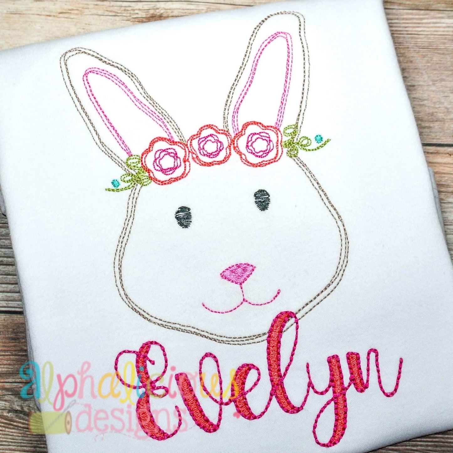 Spring Floral Bunny- Vintage Scribble