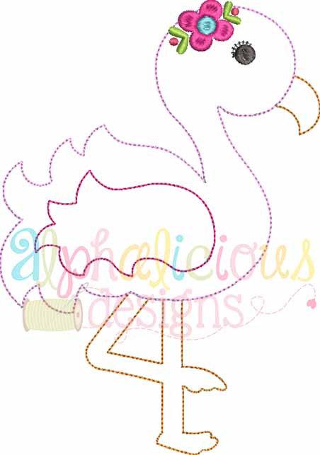 Sweet and Sassy Flamingo Applique- Triple Bean