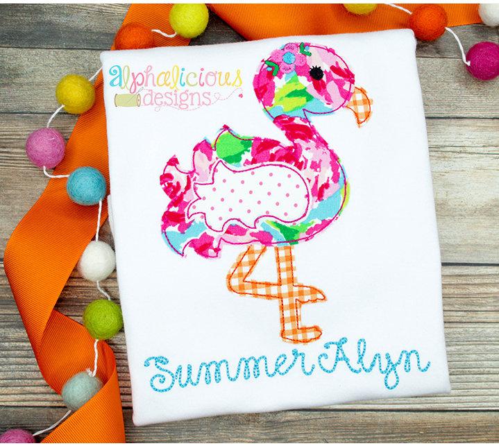 Sweet and Sassy Flamingo Applique- Triple Bean