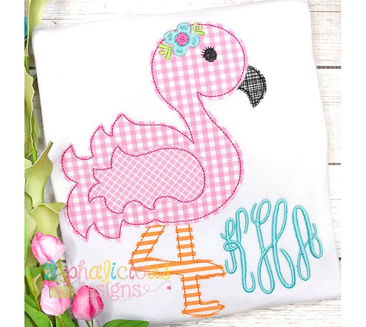 Sweet and Sassy Flamingo Applique- Triple Bean