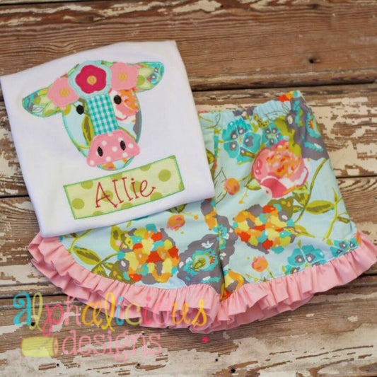 Fancy Pants Floral Cow- Blanket