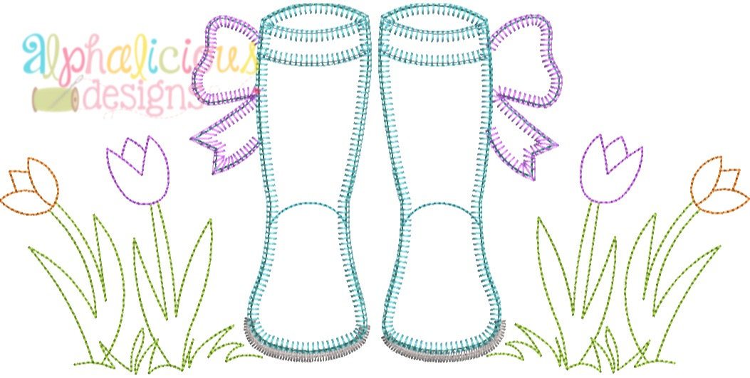 Springtime Rain Boots with Bows- Blanket
