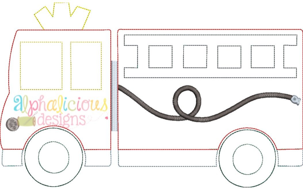 Fire Truck Applique- Triple Bean