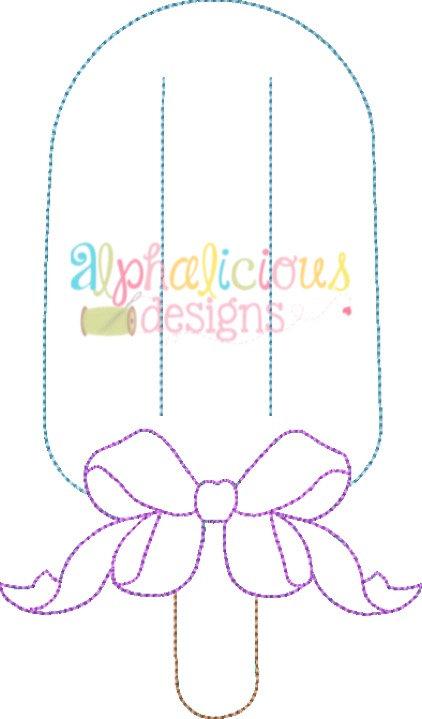 Popsicle with Bow Applique - Triple Bean