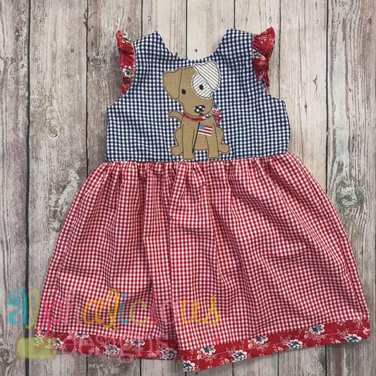 Patriotic Pup with Bow-Triple Bean