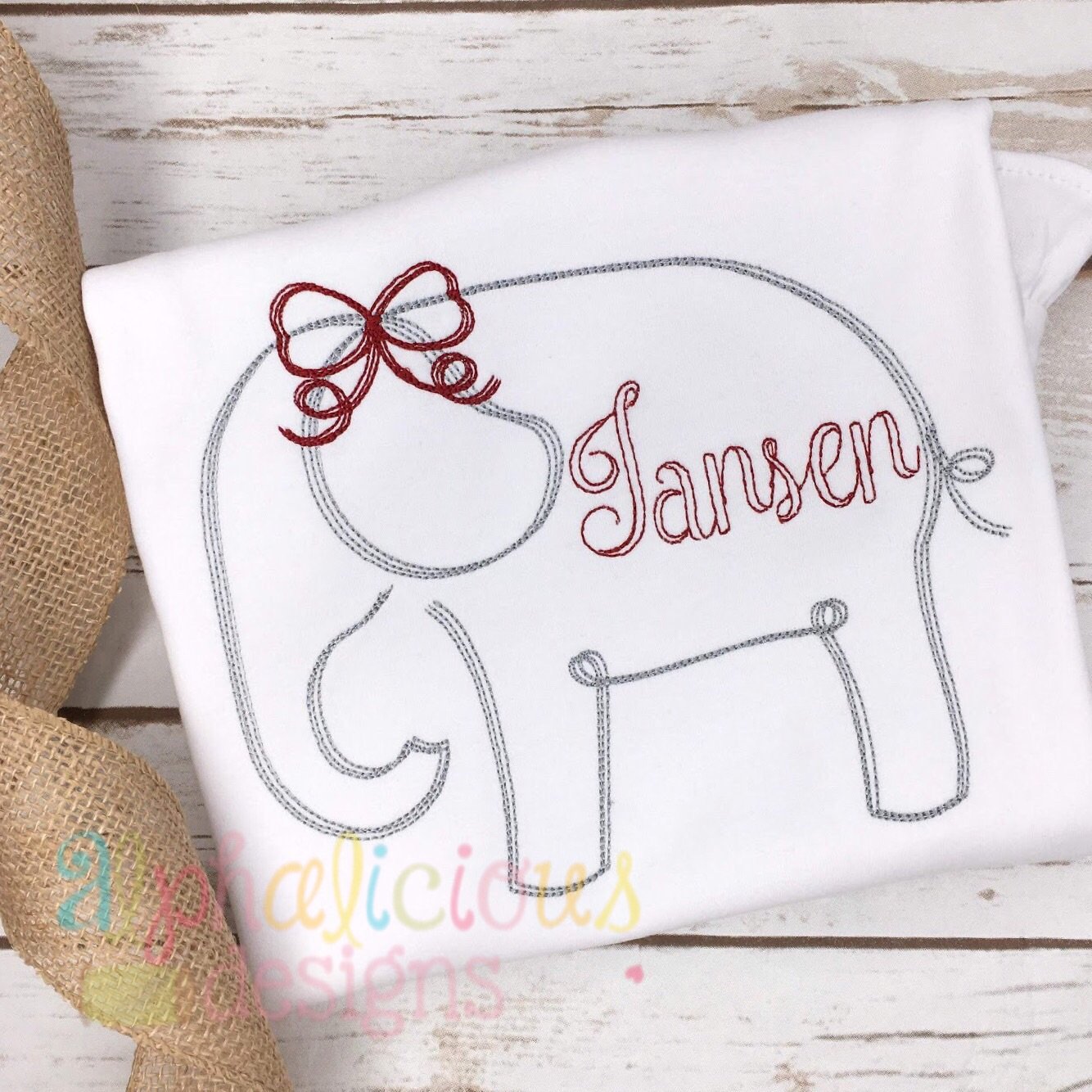 Elephant with Bow- Scribble