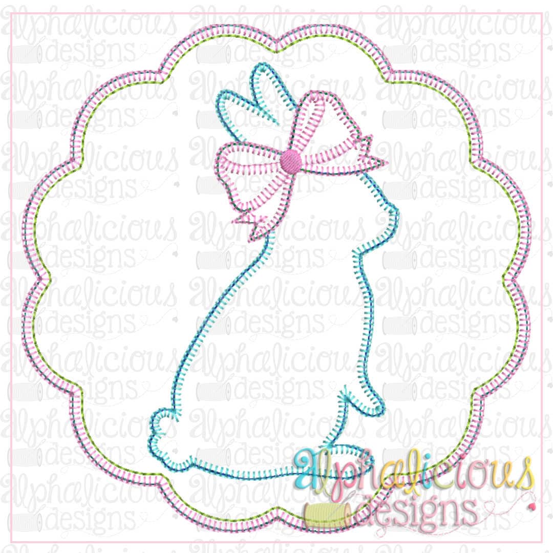 Bunny In Scallop Circle Frame-Blanket