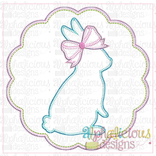 Bunny In Scallop Circle Frame-Blanket