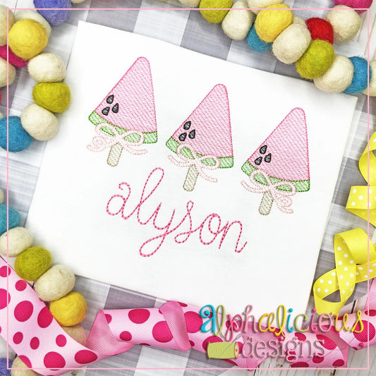 Watermelon on a Stick with Bows-Sketch