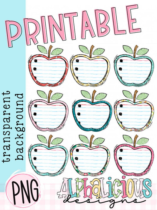 Apple Square with Paper- Printable PNG