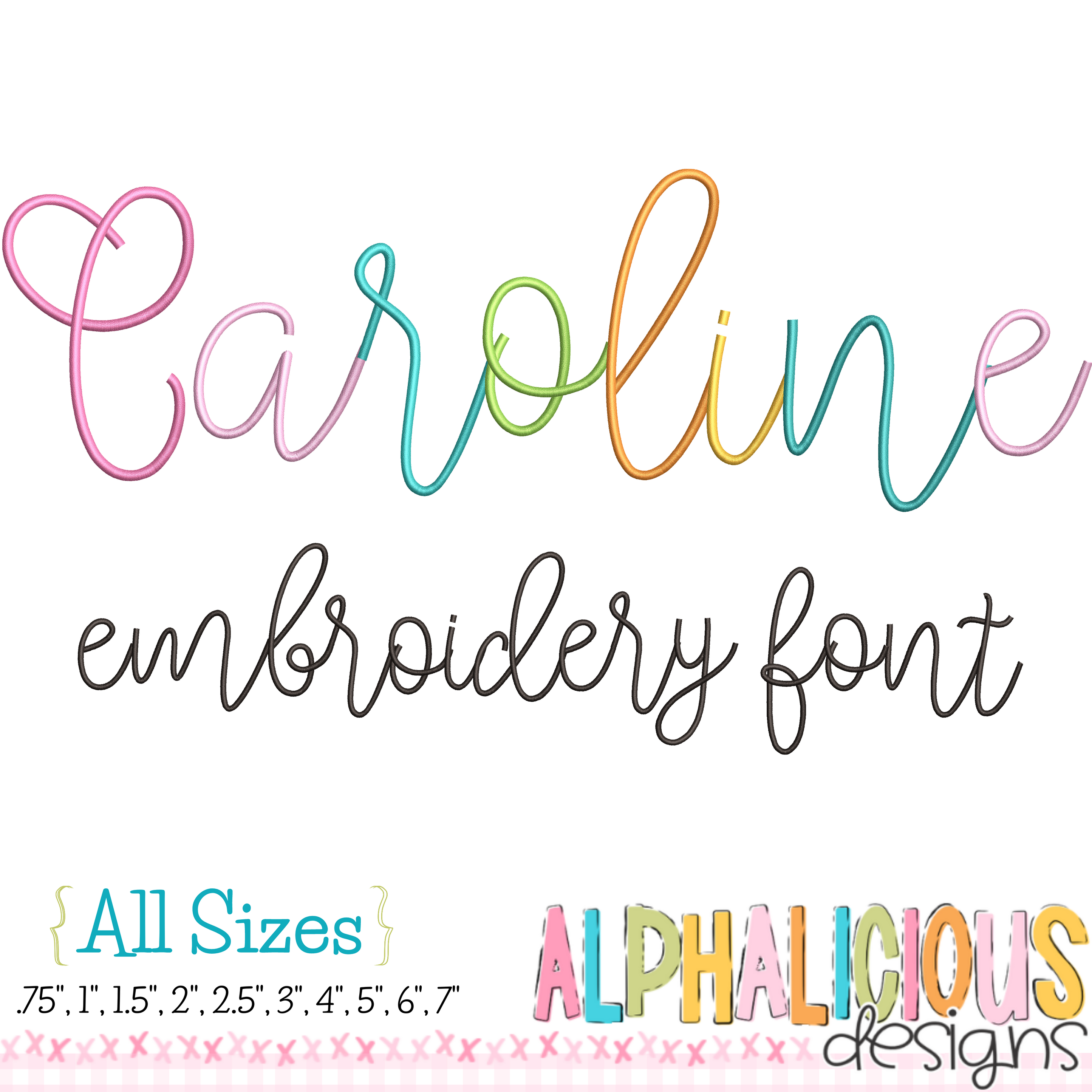 Caroline Embroidery Font - All Size – Alphalicious Designs
