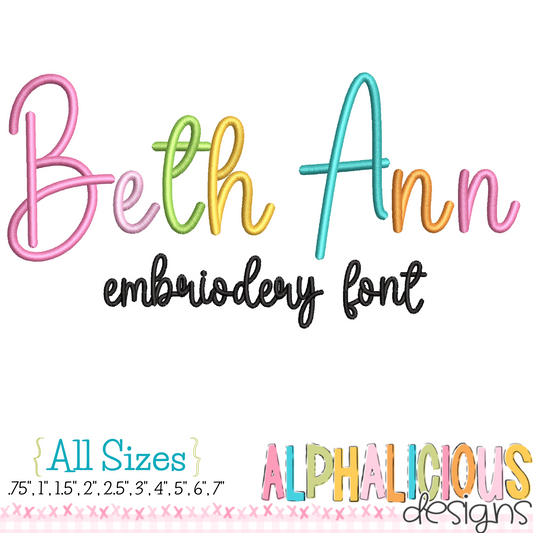 Beth Ann Embroidery Font