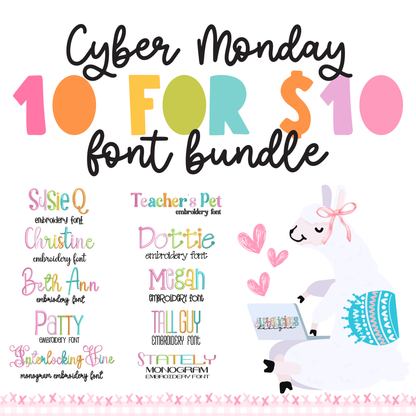 10 for $10 Embroidery Font BUNDLE - All Sizes