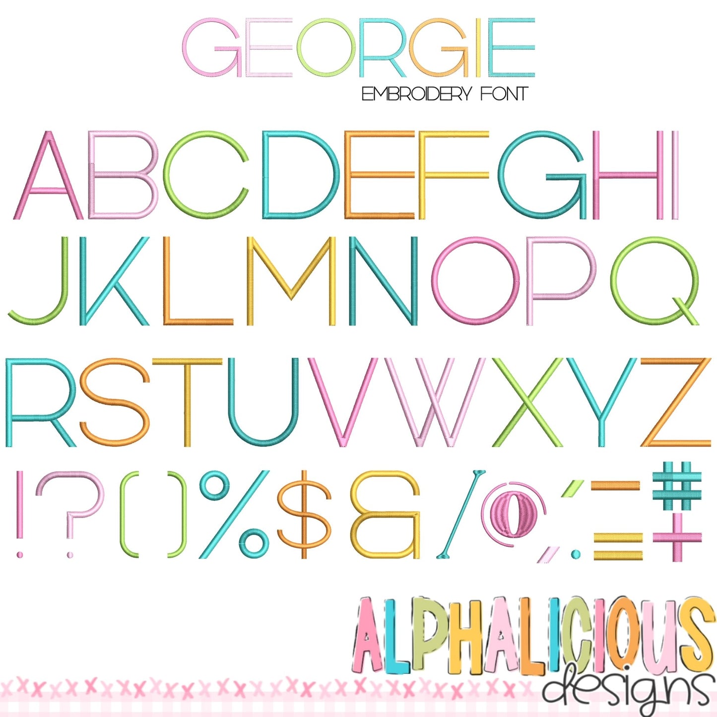 Georgie Embroidery Font - Large