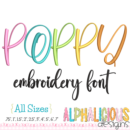 Poppy Embroidery Font - All Sizes