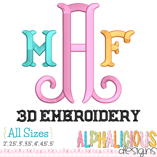 Arabesque 3-D Embroidery Font