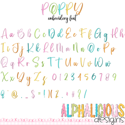 Poppy Embroidery Font - All Sizes