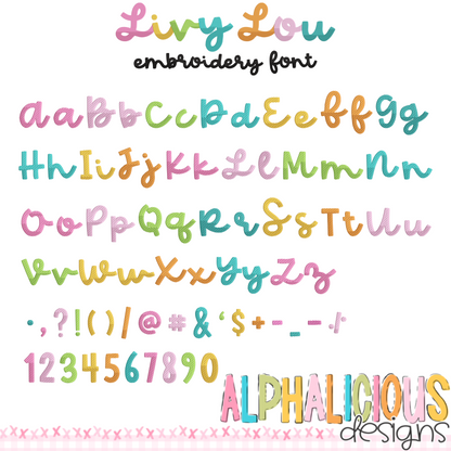 Livy Lou Embroidery Font - All Sizes