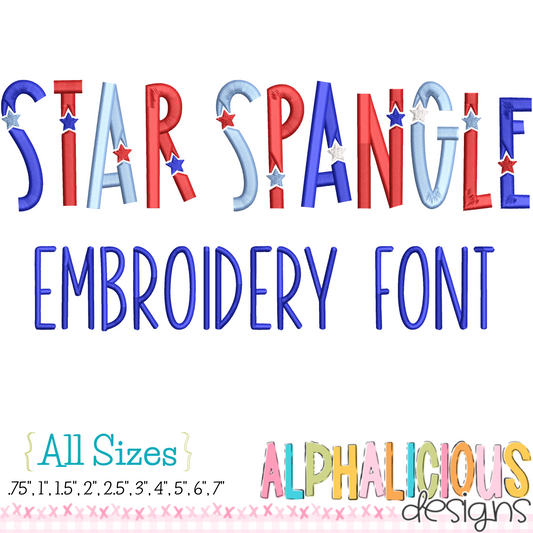 Star Spangle Embroidery Font - All Sizes