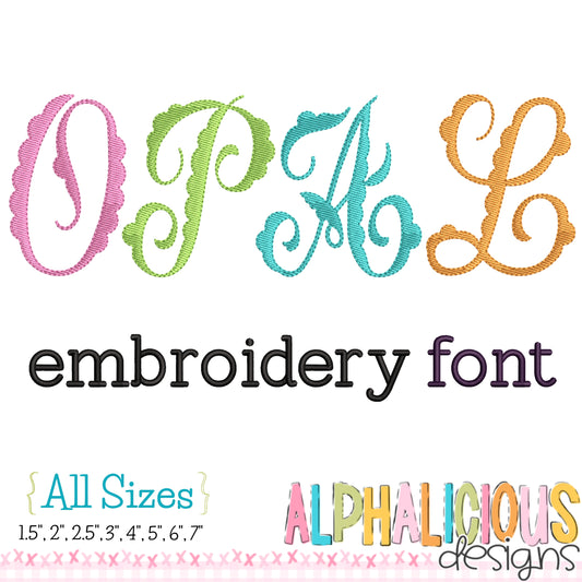 Opal Embroidery Font - All Sizes