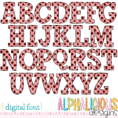 Whimsy- Blush/Red Dots- Doodle Font