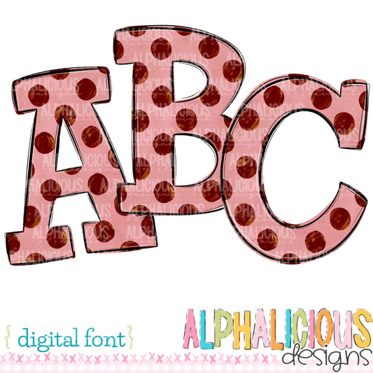 Whimsy- Blush/Red Dots- Doodle Font