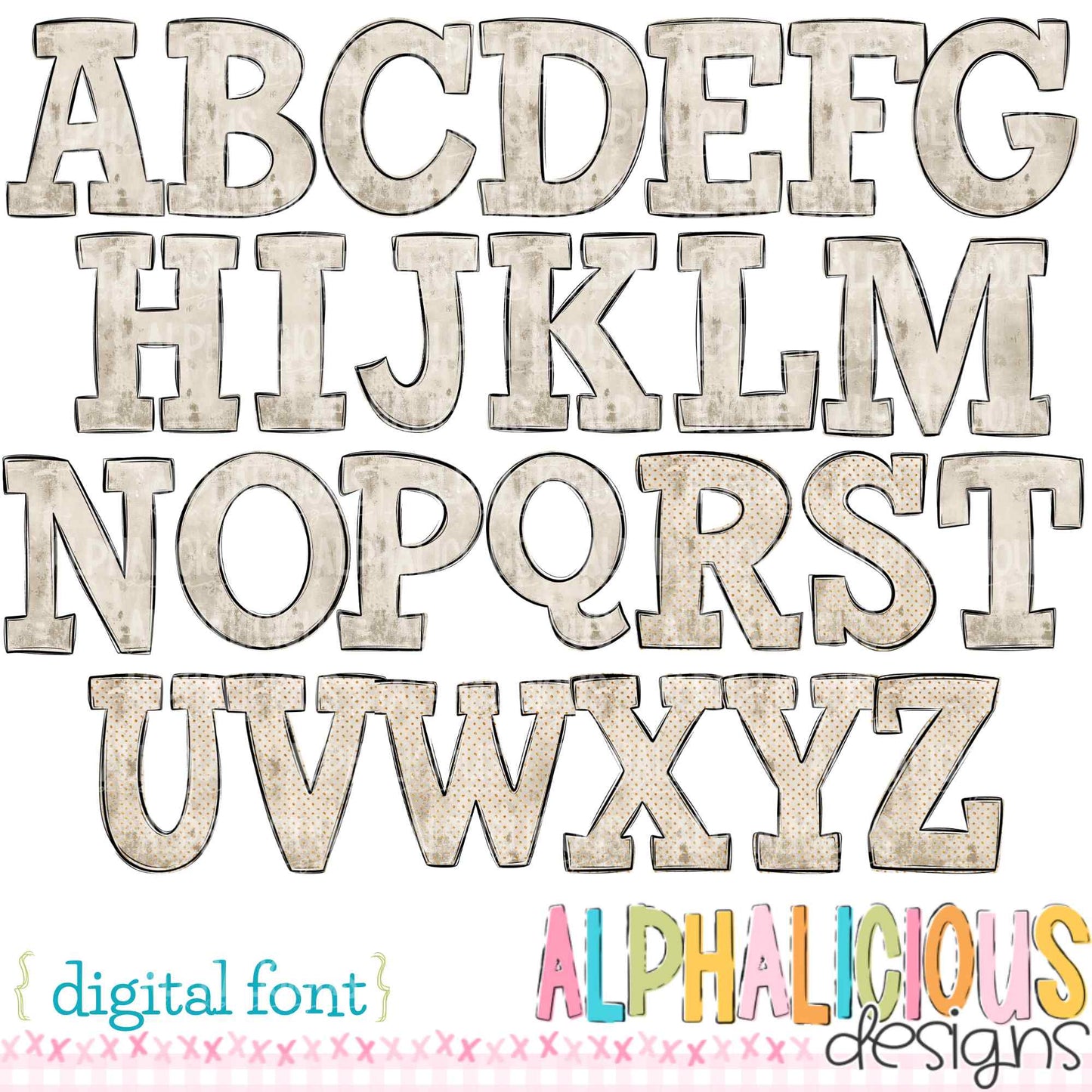 Whimsy- Cream Solid- Doodle Font