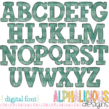 Whimsy- Dark Green Solid- Doodle Font