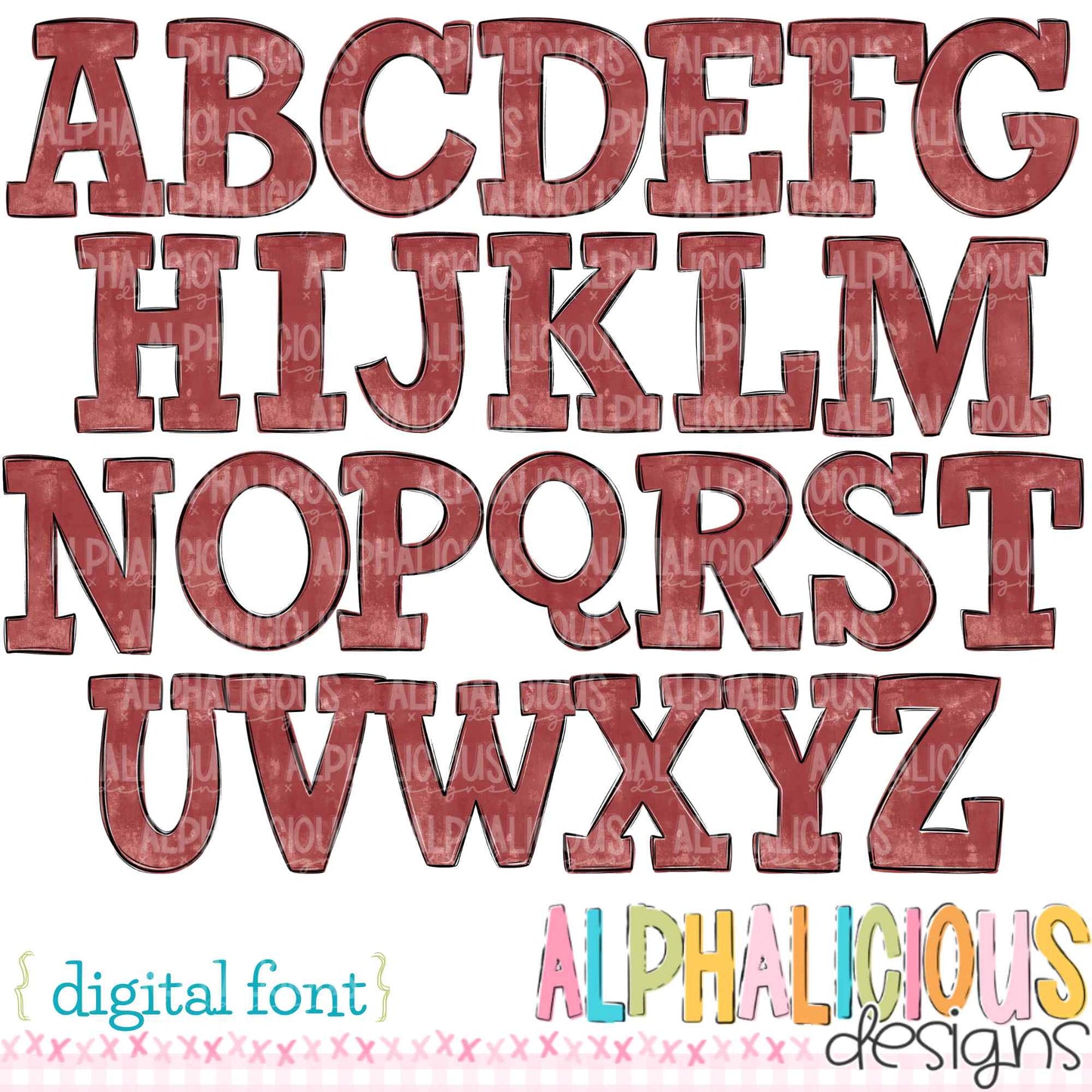 Whimsy- Red Solid- Doodle Font