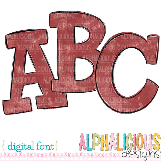 Whimsy- Red Solid- Doodle Font