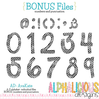 Ava Kate PNG Font- SM Diag Gingham- Black