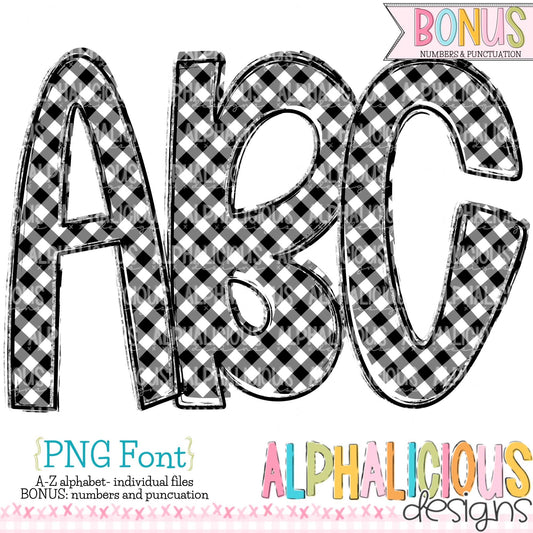 Ava Kate PNG Font- SM Diag Gingham- Black