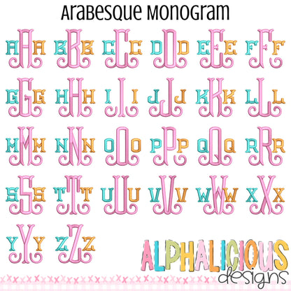 Arabesque Satin Embroidery Font