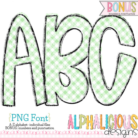 Ava Kate PNG Font- SM Diag Gingham- Green