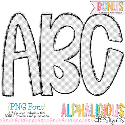 Ava Kate PNG Font- SM Diag Gingham- Grey