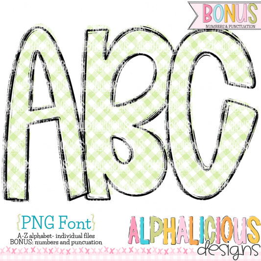 Ava Kate PNG Font- SM Diag Gingham- Lime