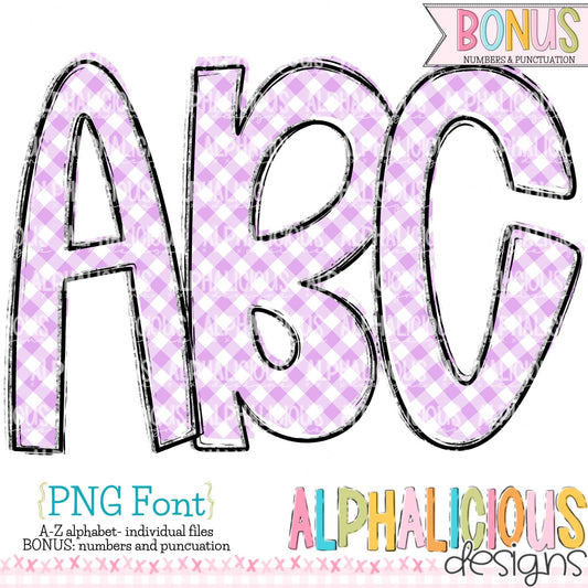 Ava Kate PNG Font- SM Diag Gingham- Lt Purple