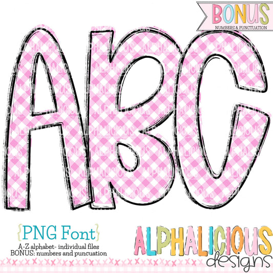 Ava Kate PNG Font- SM Diag Gingham- Magenta
