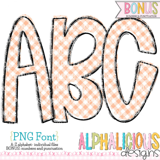 Ava Kate PNG Font- SM Diag Gingham- Orange